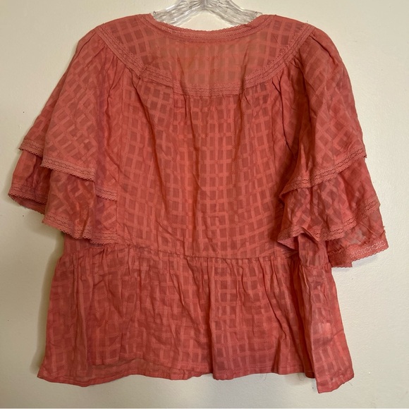 Versona Tops - Versona Terracotta Layered Sleeve Blouse